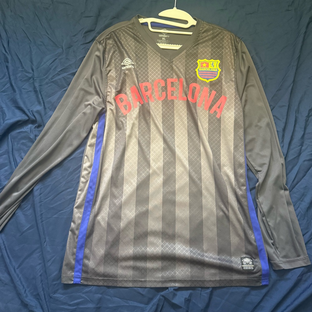 Vintage Umbro Gray Barcelona Long Sleeve Jersey